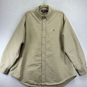 Ralph Lauren Blake Men’s Dress Shirt Sz XXL Yellow/ Blue/White 100% Cotton NWOT